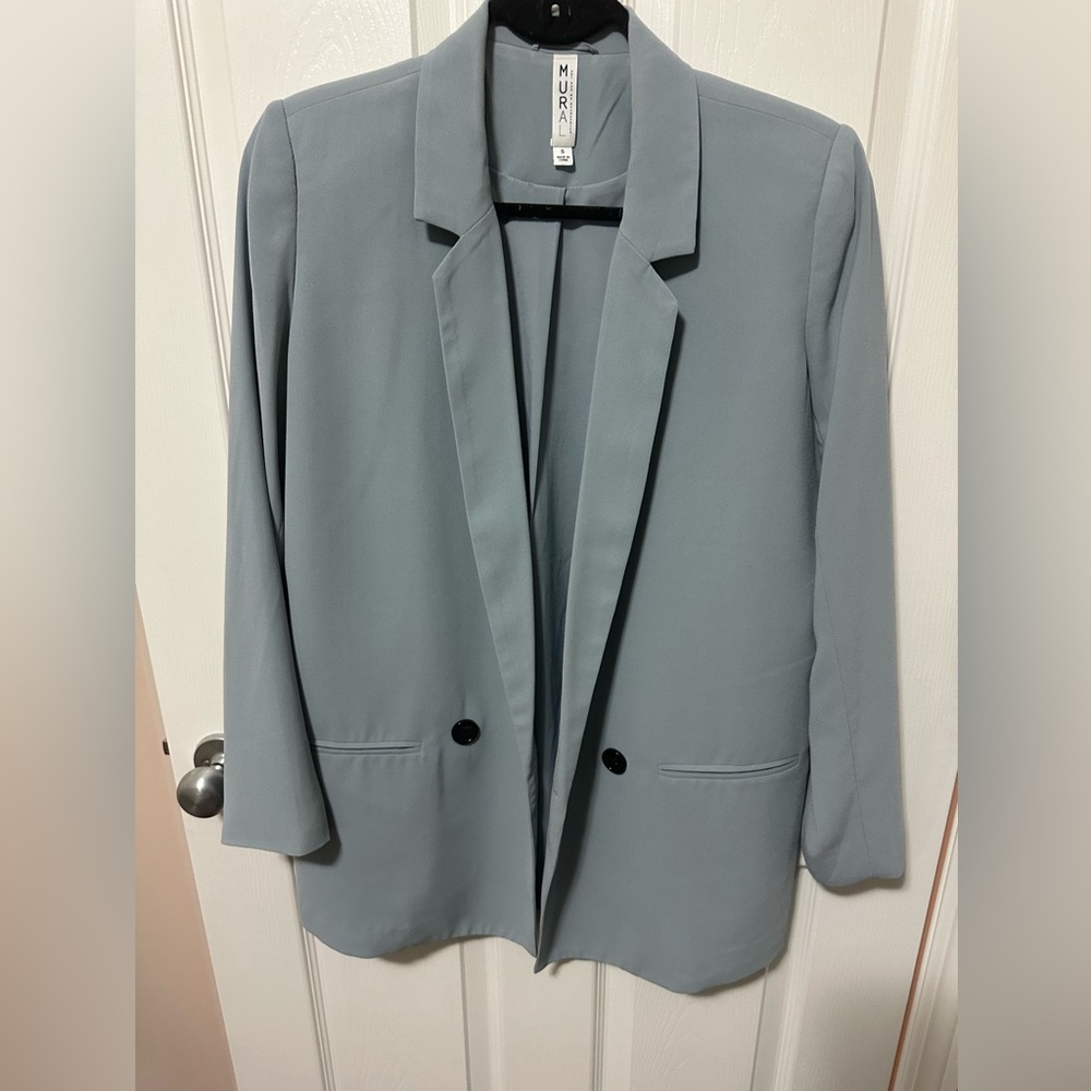 Oversized blue blazer - mural - size small